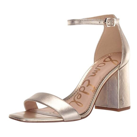 Sam Edelman Womens Daniella Sandal Heel US 6M EU 36 Gold Metallic Leather NIB - Picture 1 of 12